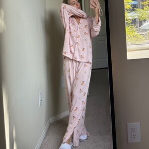 Pink Pajama Set with Cute Print